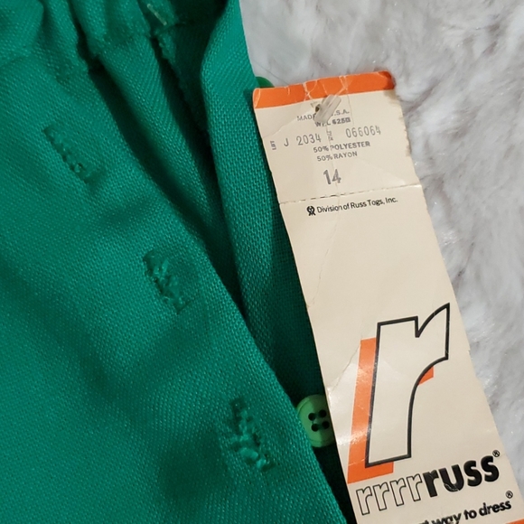 RRRRRUSS Div. of Russ Togs VINTAGE green pleated skirt side button detail 14 NWT - Picture 4 of 9